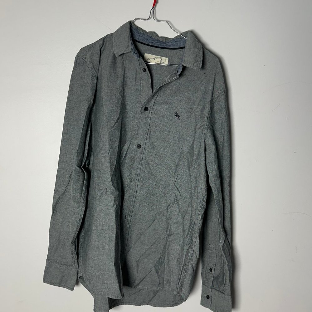 EUC Young Boys Gray Long Sleeve Shirt LOGG 14Y 14 Youth EO Button Up